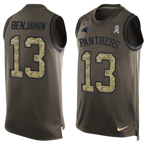 Nike Panthers #13 Kelvin Benjamin Green Men's Stitched NFL Limited Salute To Service Tank Top Jersey - Click Image to Close